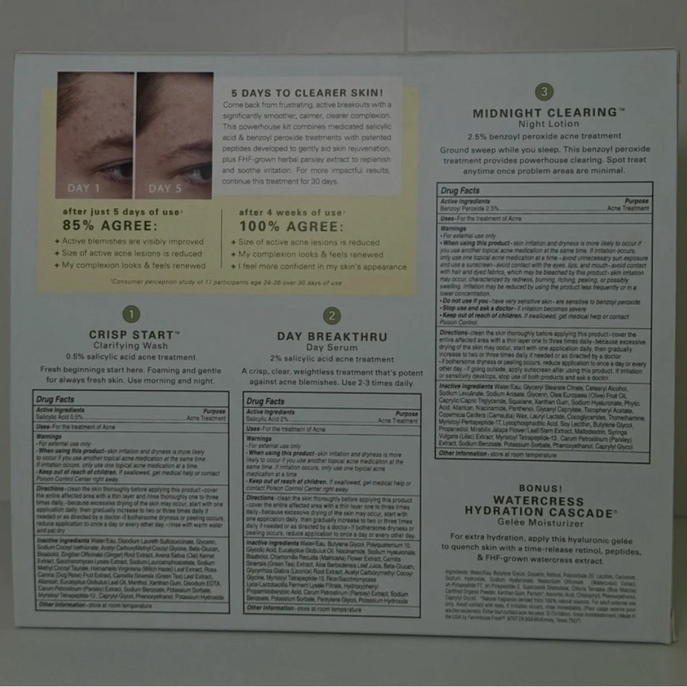 NWT - FarmHouse Fresh Acne Kit COMEBACK CLEAR RAPID RELIEF 4 Sealed Items - Picture 3 of 5